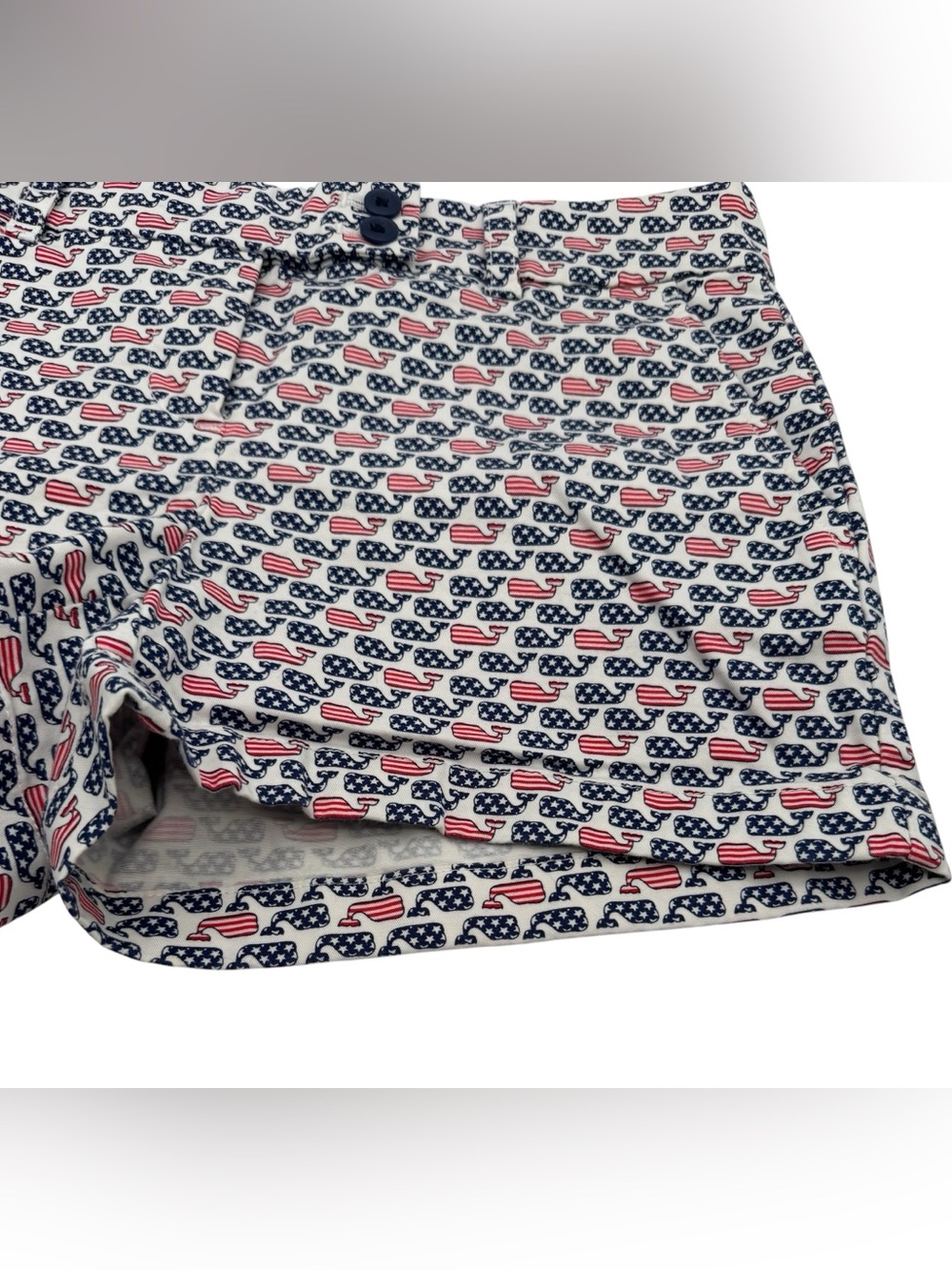 Vineyard Vines Stars and Stripes Whale Shorts 9" Rise 3" Inseam Pockets Size 4 - Picture 7 of 14